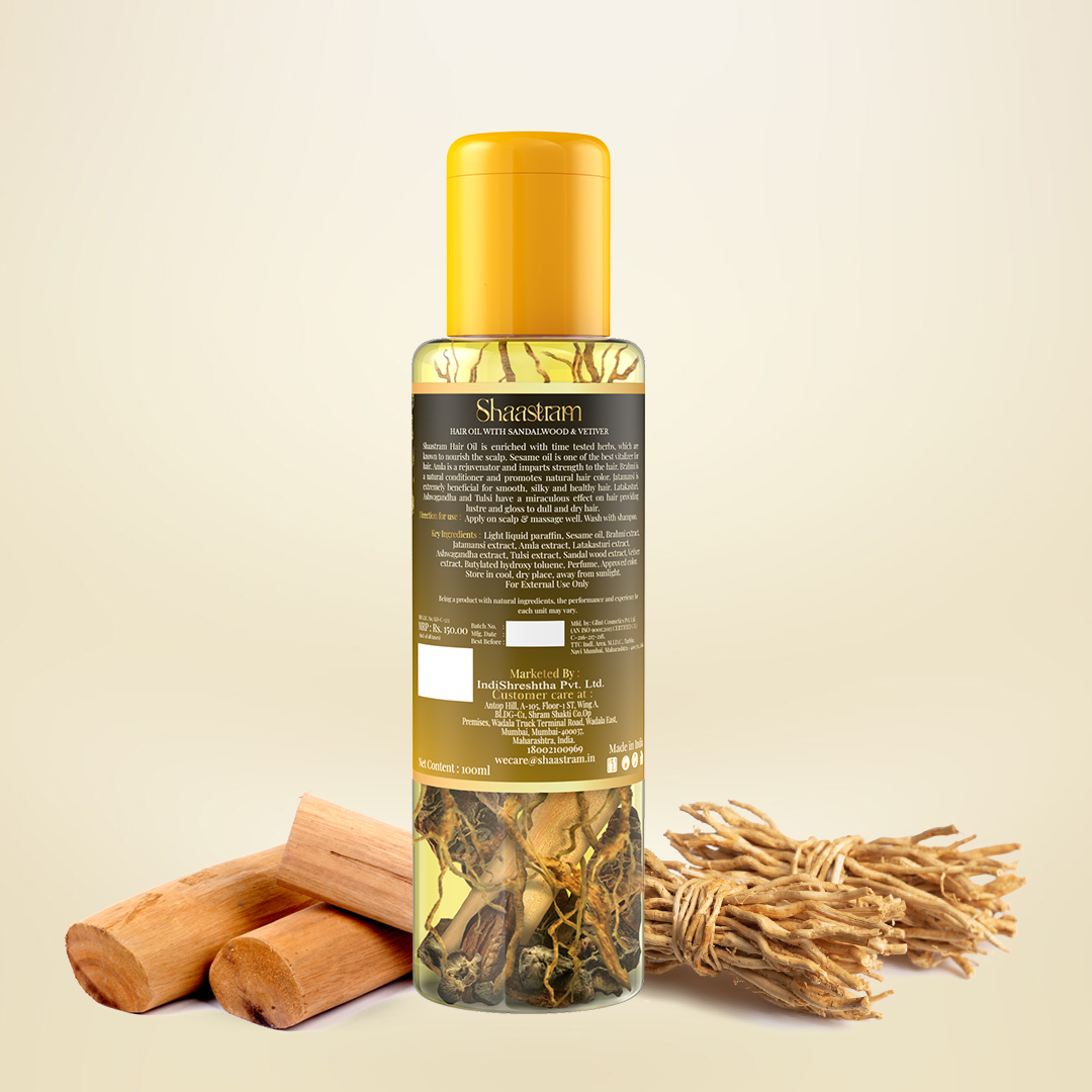 Sandalwood Vetiver herbal hair oil for itchy and dry scalp (100ml), with Pure Neem comb (Combo)