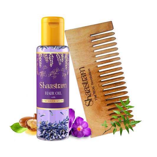 Lavender Argan herbal hair oil for frizz free hair (100ml) , with Pure Neem Comb (Combo)