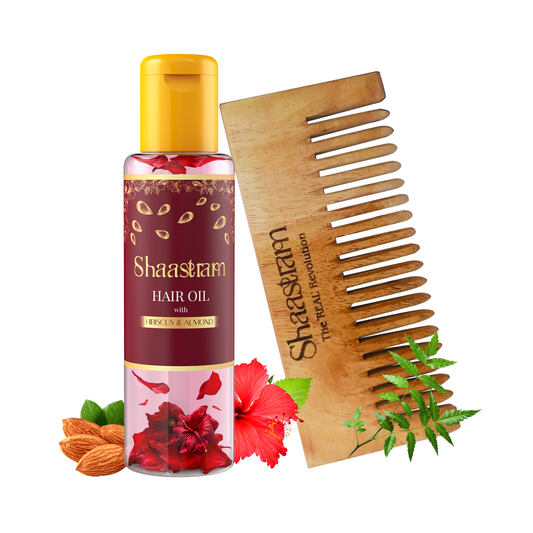 Hibiscus Almond herbal hair oil for dull and dry hair (100ml) , with Pure Neem comb (Combo)