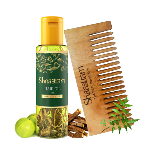 Amla Mulethi Anti Hair fall herbal hair oil 100ml with Pure Neem comb (Combo)