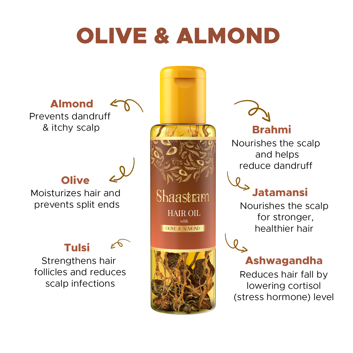 Olive Almond herbal hair oil for weak thin hair (100ml), with Pure Neem Comb (Combo)