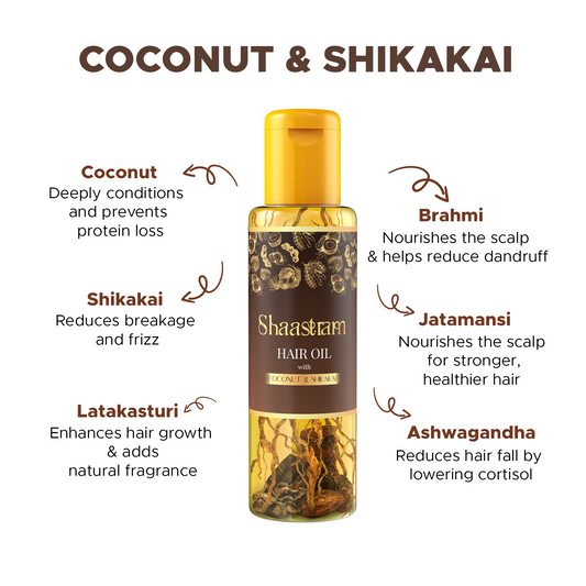 Coconut Shikakai anti-dandruff herbal hair oil 100ml with Pure Neem Comb (Combo)