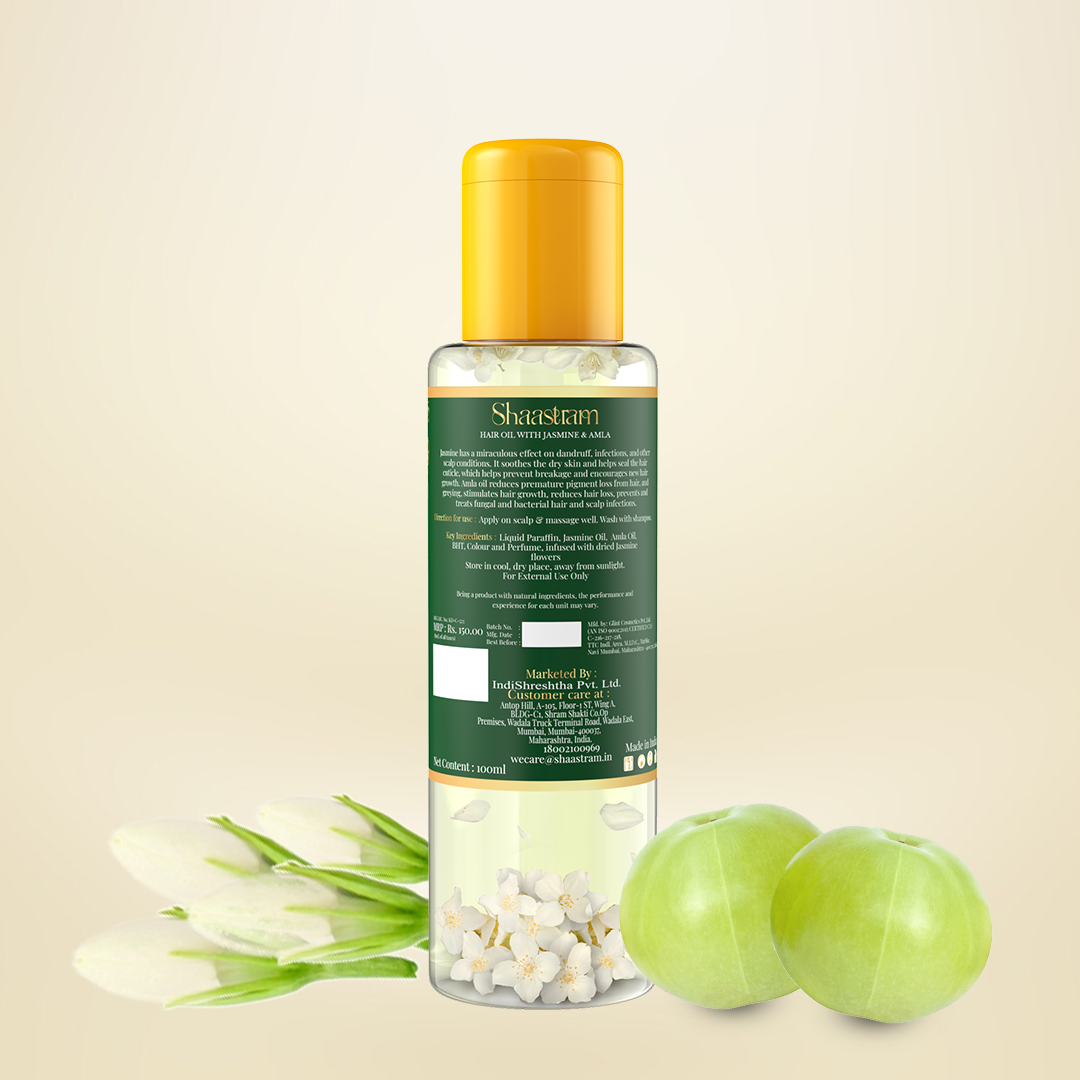 Jasmine Amla herbal hair oil for stress relief and clamness (100ml), with Pure Neem comb (Combo)