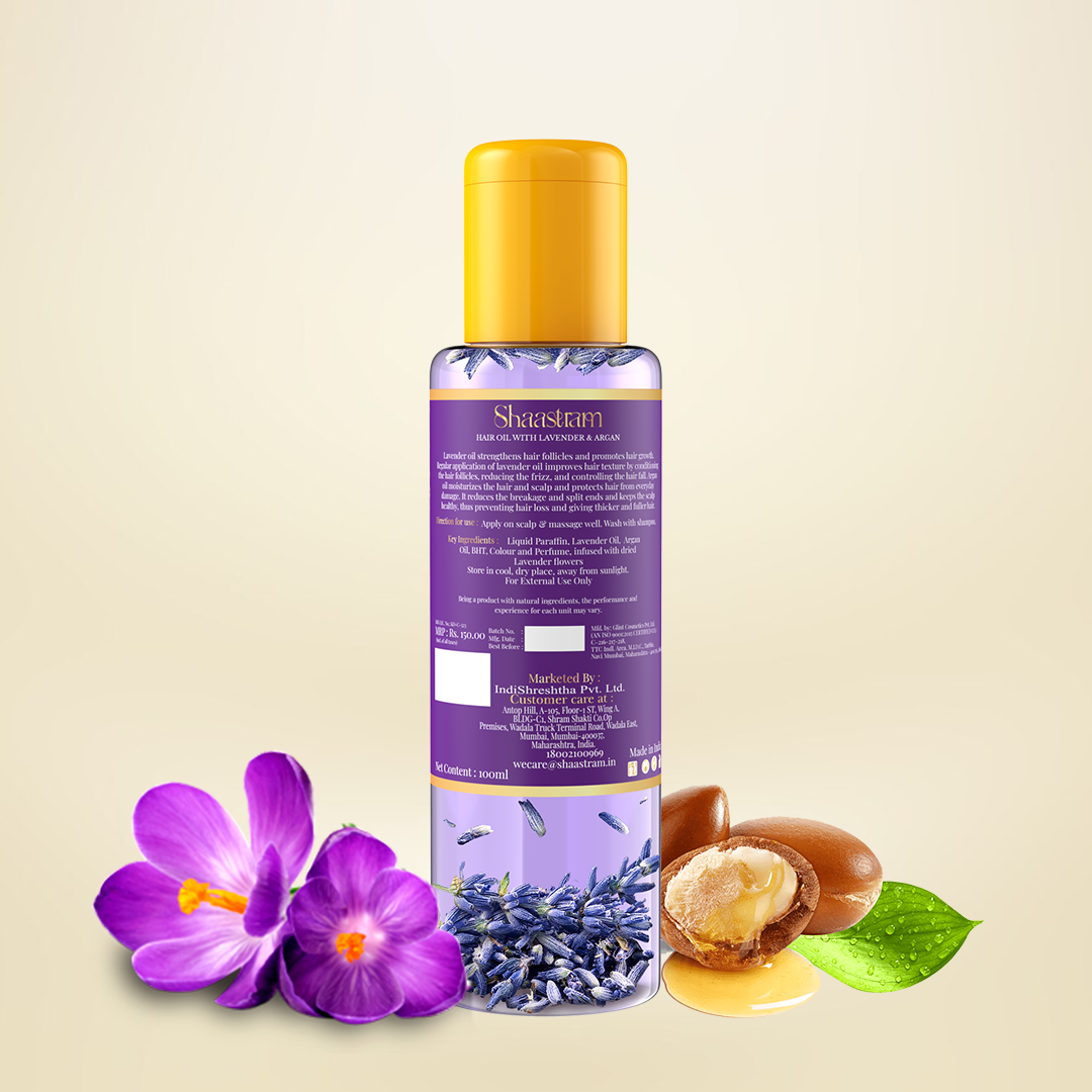 Lavender Argan herbal hair oil for frizz free hair (100ml) , with Pure Neem Comb (Combo)