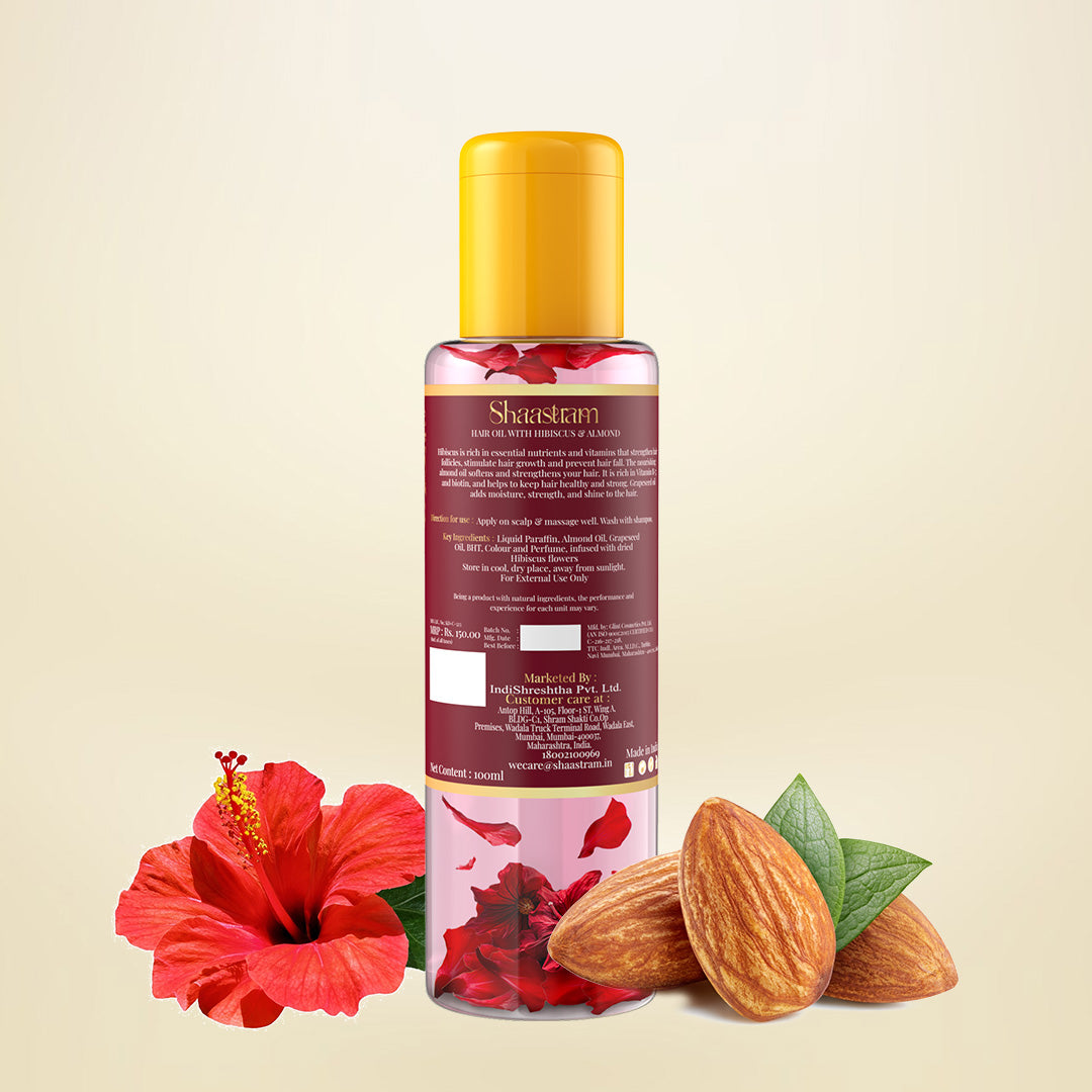 Hibiscus Almond herbal hair oil for dull and dry hair (100ml) , with Pure Neem comb (Combo)