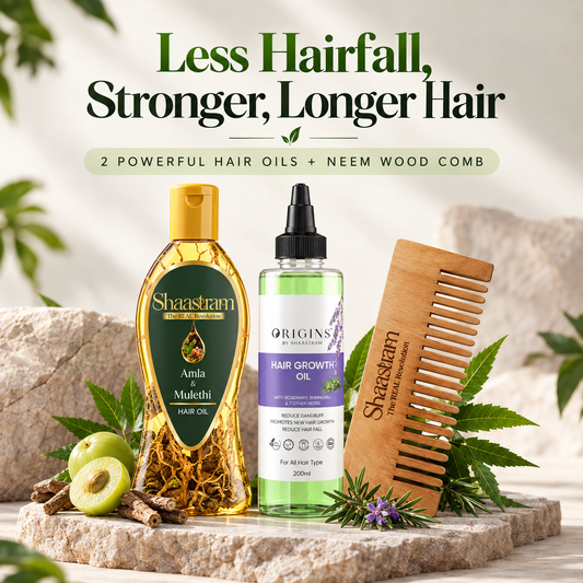 Hair Care Combo - Hair fall control oil + Hair growth oil + Neem Comb