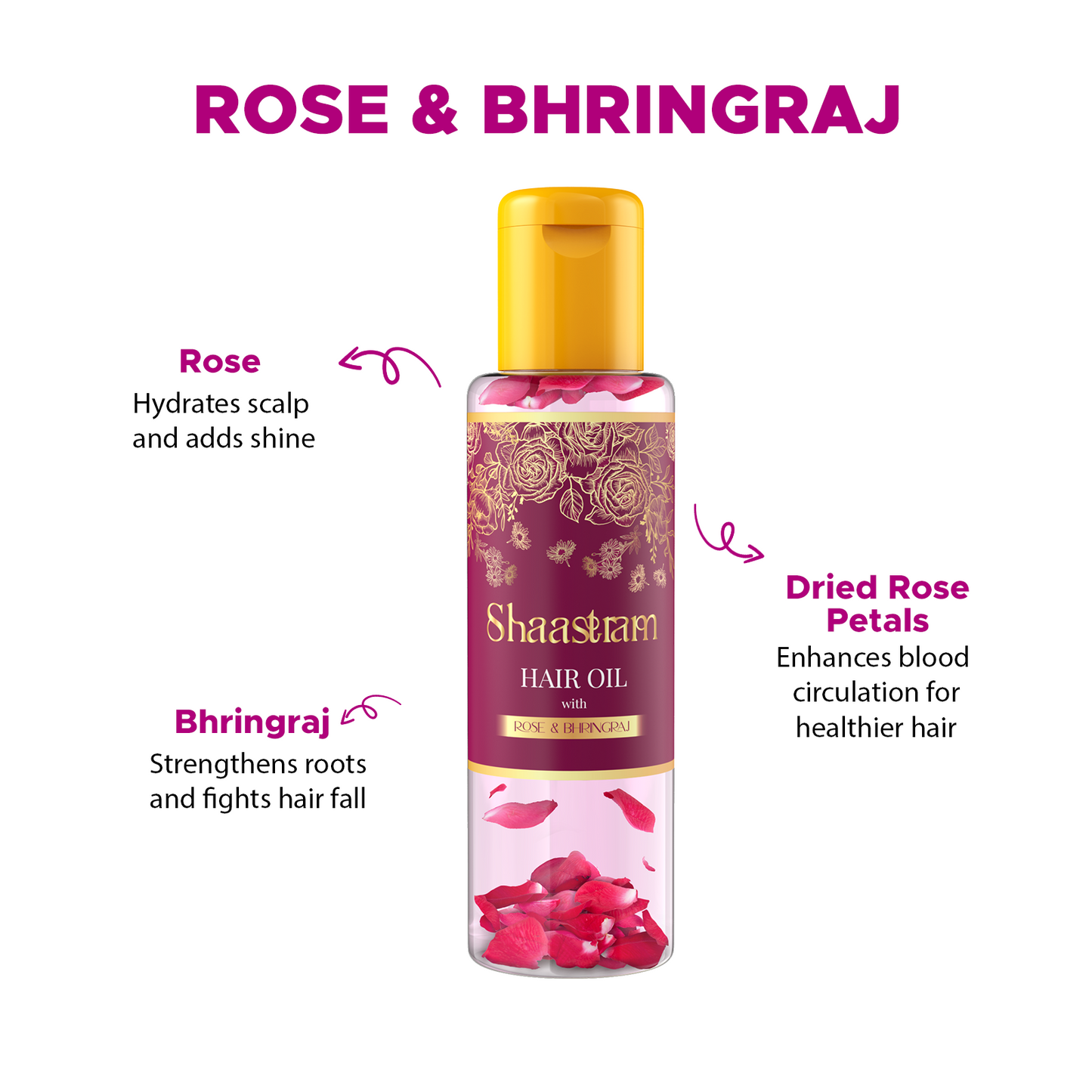 Rose Bhringraj herbal hair oil to prevent grey hair and hair fall (100ml), with Pure Neem Comb (Combo)