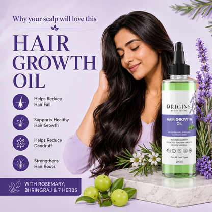 Rosemary Bhringraj Hair Oil 200ml | Hair Growth Oil for Men & Women + Neem Comb