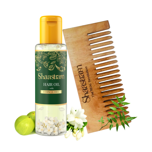 Jasmine Amla herbal hair oil for stress relief and clamness (100ml), with Pure Neem comb (Combo)