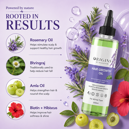 Rosemary Bhringraj Hair Oil 200ml | Hair Growth Oil for Men & Women + Neem Comb