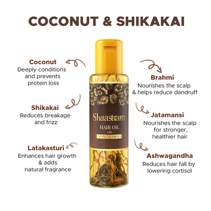 Coconut Shikakai anti-dandruff herbal hair oil 100ml with Pure Neem Comb (Combo)