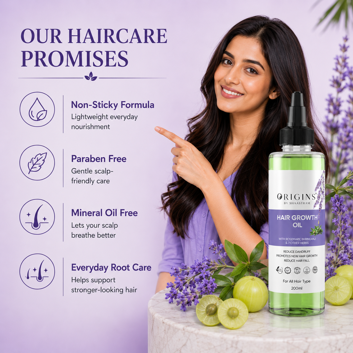 Rosemary Bhringraj Hair Oil 200ml | Hair Growth Oil for Men & Women + Neem Comb