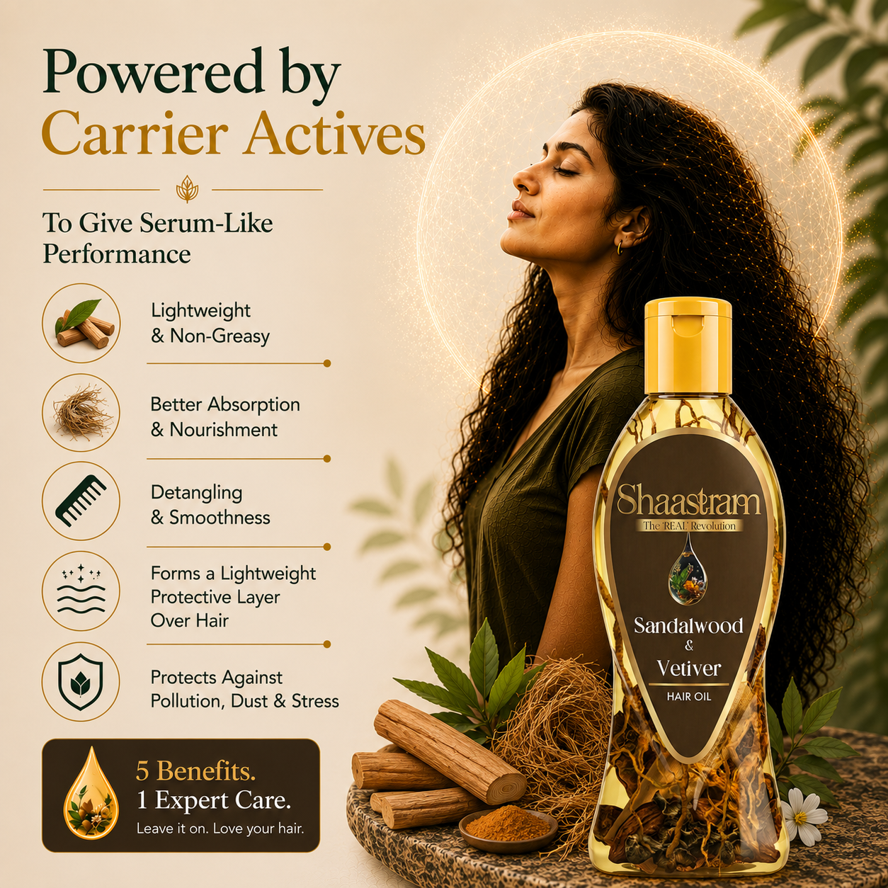 Soothe Dry Itchy Scalp – Sandalwood & Vetiver Herbal Hair Oil with Free Neem Comb