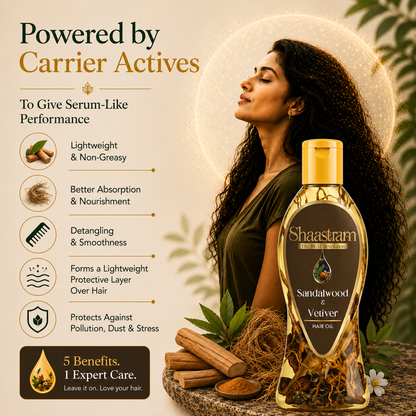 Soothe Dry Itchy Scalp – Sandalwood & Vetiver Herbal Hair Oil with Free Neem Comb