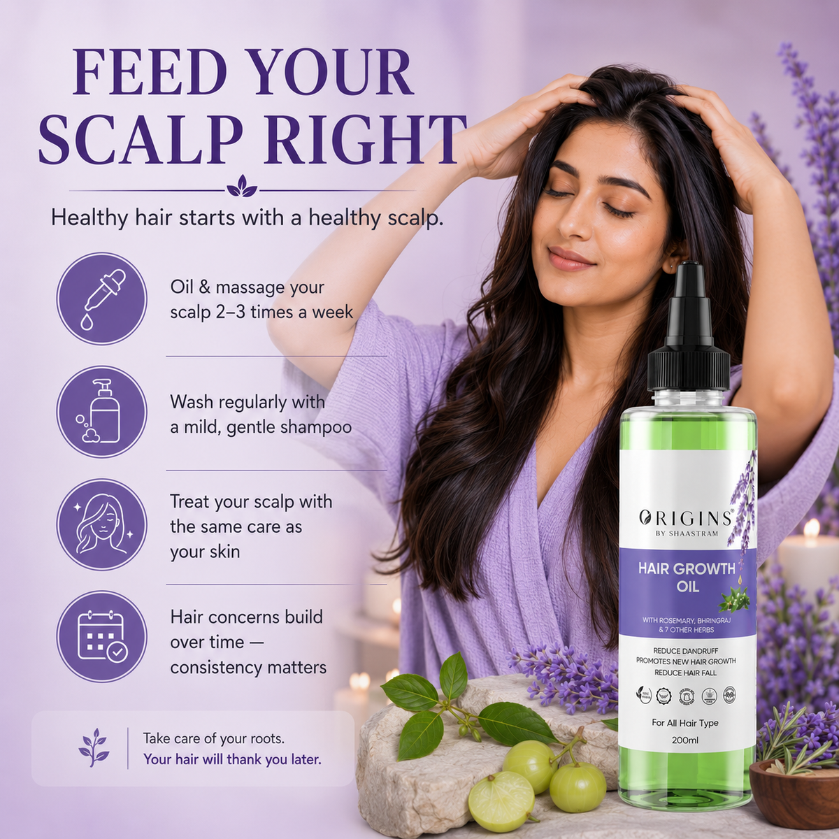 Rosemary Bhringraj Hair Oil 200ml | Hair Growth Oil for Men & Women + Neem Comb