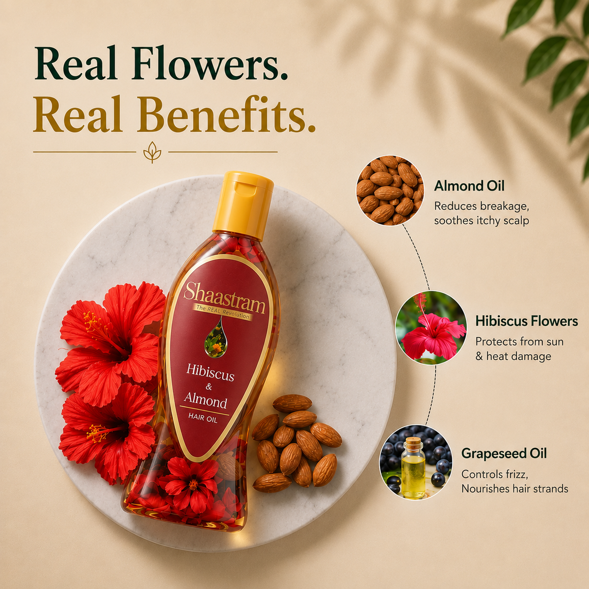 Repair Sun Damage – Hibiscus & Almond Herbal Hair Oil with Neem Comb