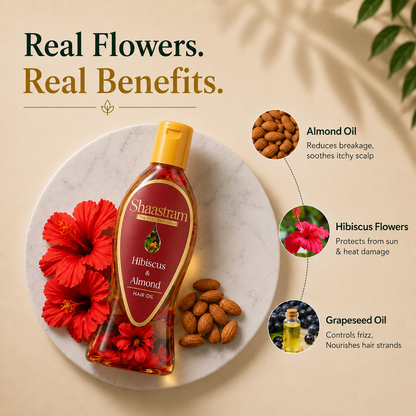 Repair Sun Damage – Hibiscus & Almond Herbal Hair Oil with Neem Comb
