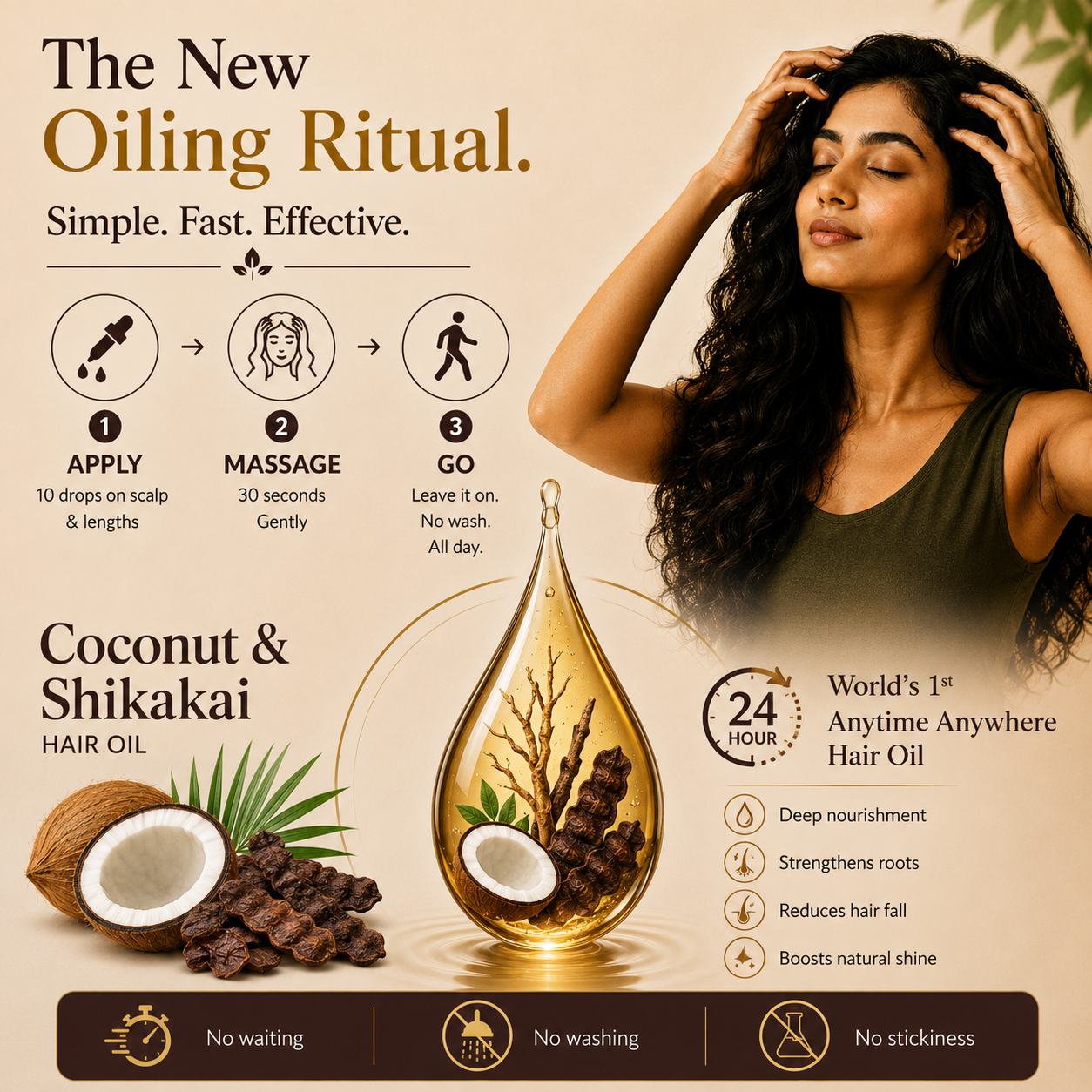 For Dry Scalp – Coconut & Shikakai Herbal Hair Oil (works like serum) with Neem Comb