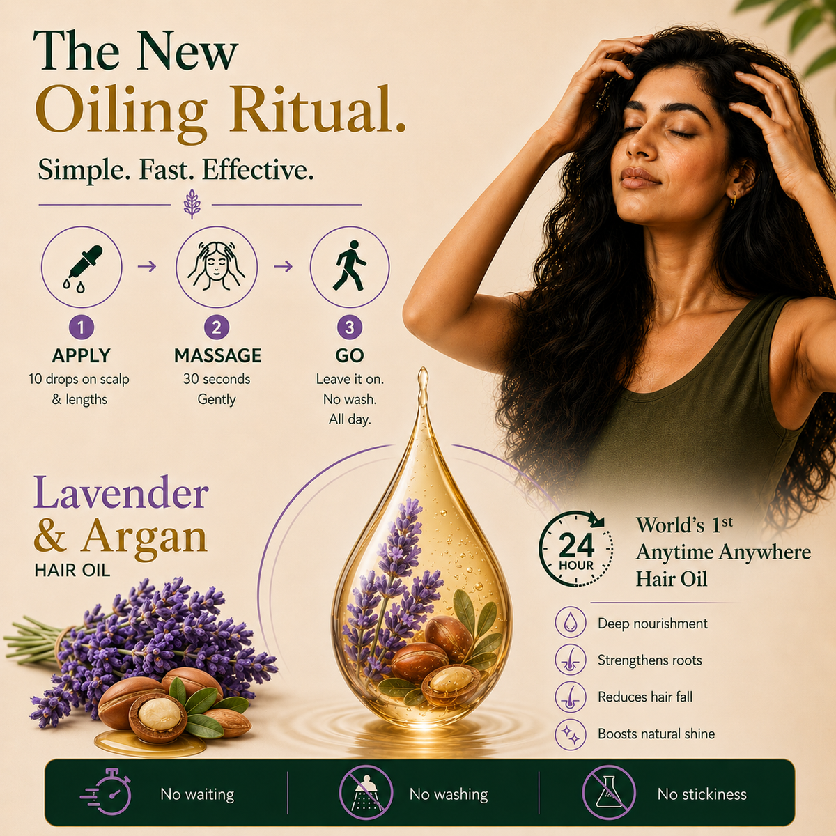 Manage Frizz – Lavender & Argan Herbal Hair Oil with Free Neem Comb