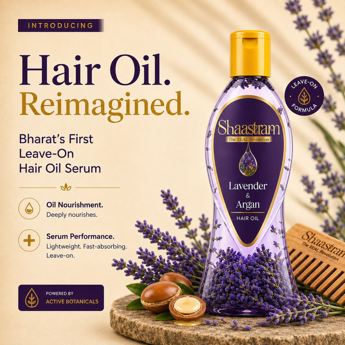 Manage Frizz – Lavender & Argan Herbal Hair Oil with Free Neem Comb