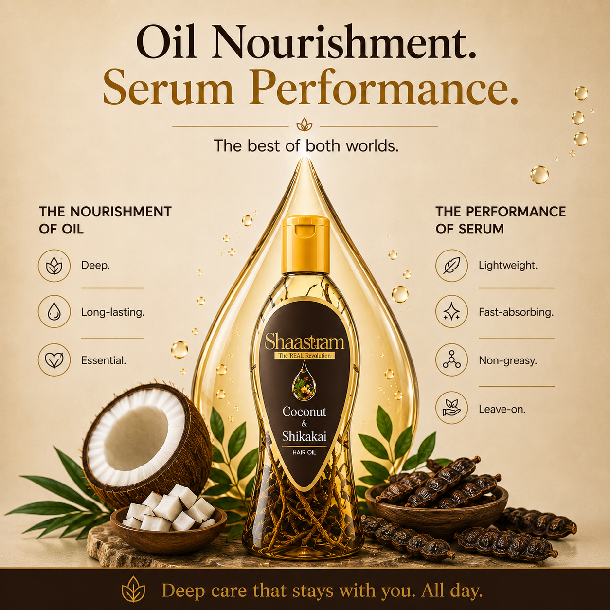 For Dry Scalp – Coconut & Shikakai Herbal Hair Oil (works like serum) with Neem Comb
