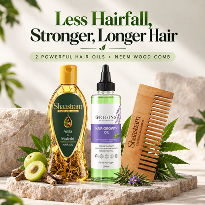 Hair Care Combo - Hair fall control oil + Hair growth oil + Neem Comb