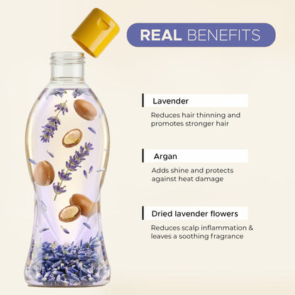 Lavender Argan 180ml & Rose Bhringraj 180ml Herbal Hair Oil Combo | Controls Frizz & Maintains Natural Hair Colour | With Real Herbs and Petals |  Real Non-Sticky, Real Lightweight, Fast Absorbing Oil