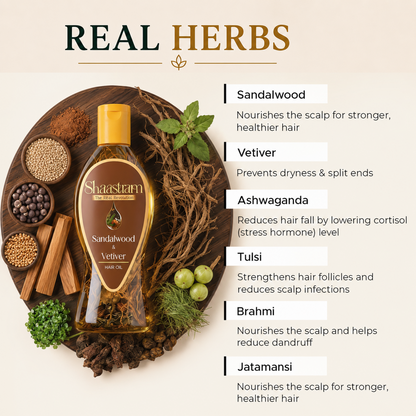 Soothe Dry Itchy Scalp – Sandalwood & Vetiver Herbal Hair Oil with Free Neem Comb