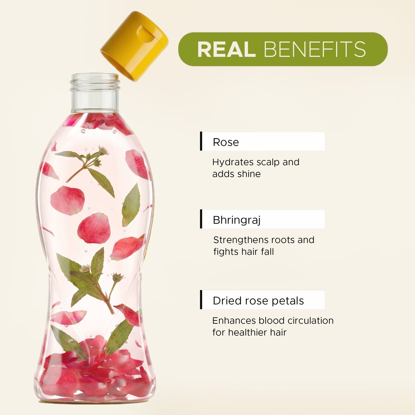 Lavender Argan 180ml & Rose Bhringraj 180ml Herbal Hair Oil Combo | Controls Frizz & Maintains Natural Hair Colour | With Real Herbs and Petals |  Real Non-Sticky, Real Lightweight, Fast Absorbing Oil