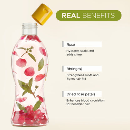 Lavender Argan 180ml & Rose Bhringraj 180ml Herbal Hair Oil Combo | Controls Frizz & Maintains Natural Hair Colour | With Real Herbs and Petals |  Real Non-Sticky, Real Lightweight, Fast Absorbing Oil