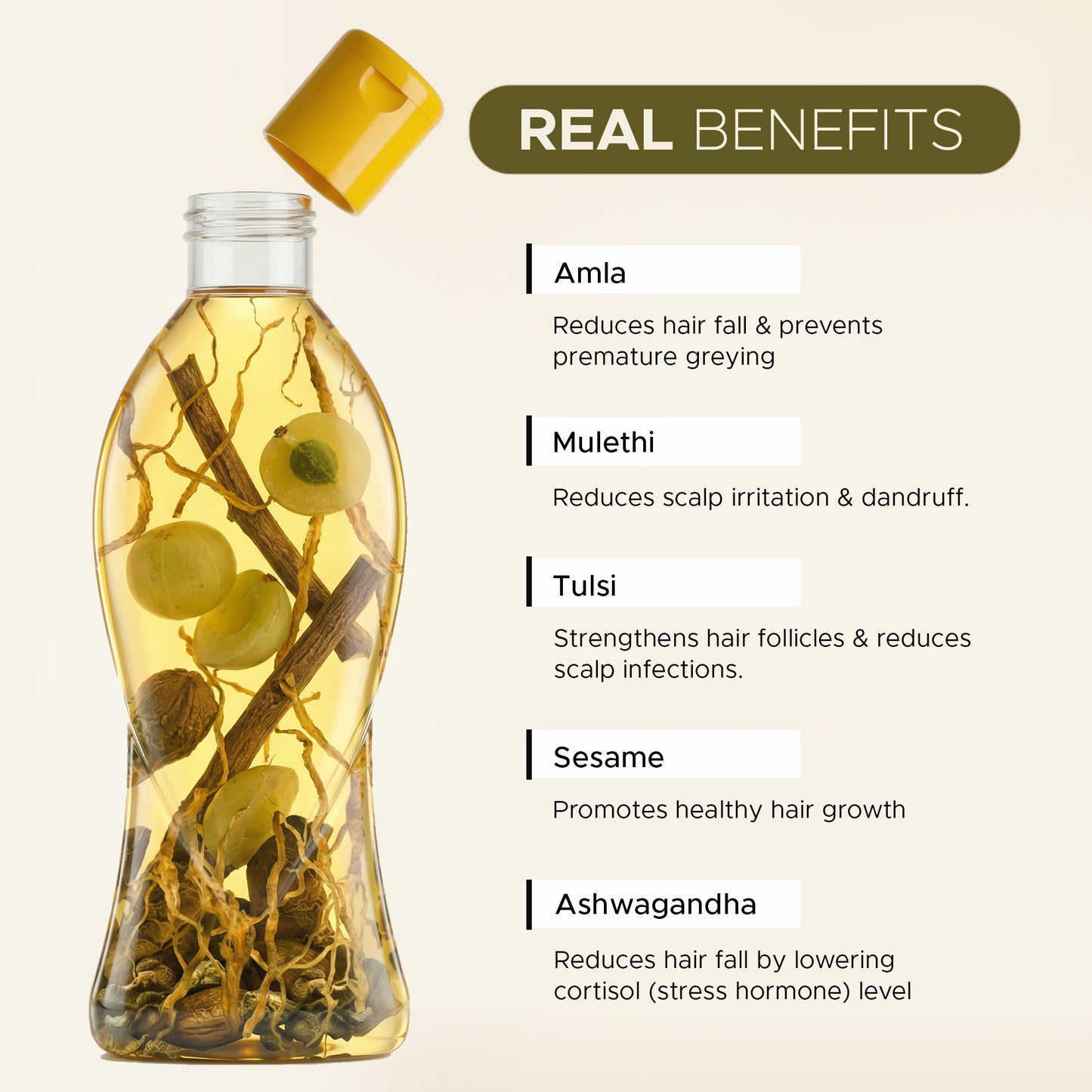 Amla Mulethi 180ml & Sandalwood Vetiver 180ml Hair Oil Combo | Helps Reduce Hair Fall & Helps Cool the Scalp | With Real Herbs and Petals |  Real Non-Sticky, Real Lightweight, Fast Absorbing Oil