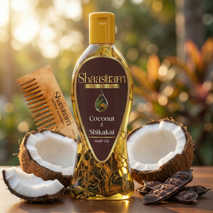 Fight Dandruff – Coconut & Shikakai Herbal Hair Oil with Neem Comb