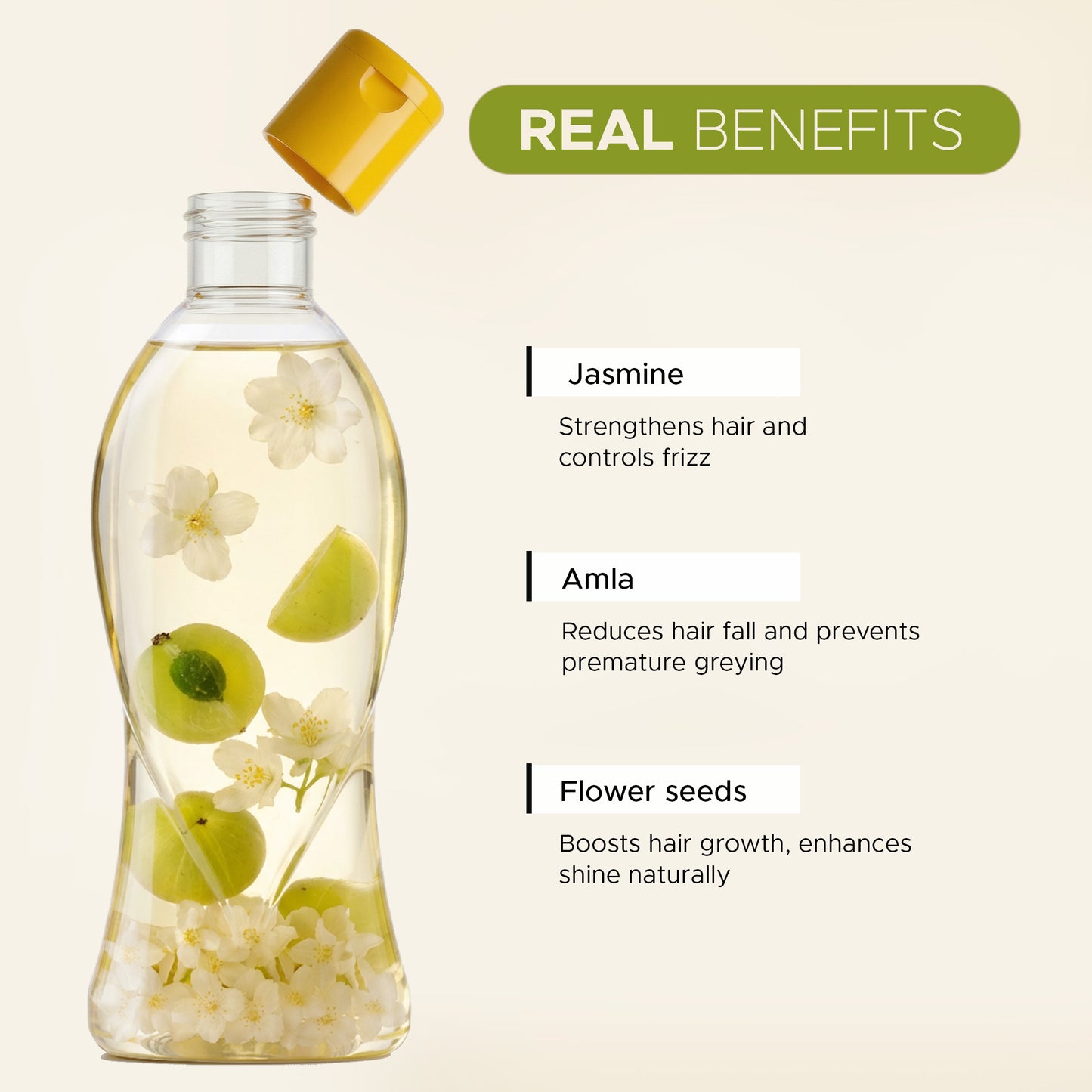 Jasmine Amla 180ml & Lavender Argan 180ml Herbal Hair Oil Combo | Helps Relieve Stress & Smoothens Hair | With Real Herbs and Petals | Real Non-Sticky, Real Lightweight, Fast Absorbing Oil