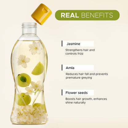 Jasmine Amla 180ml & Lavender Argan 180ml Herbal Hair Oil Combo | Helps Relieve Stress & Smoothens Hair | With Real Herbs and Petals | Real Non-Sticky, Real Lightweight, Fast Absorbing Oil