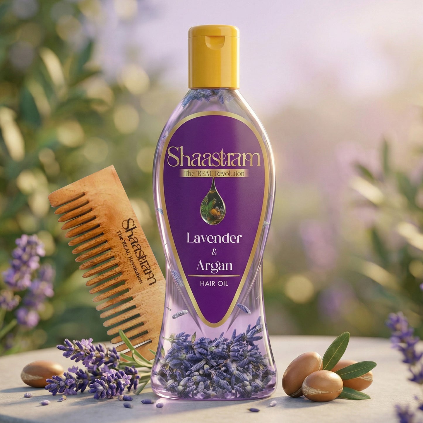 Manage Frizz – Lavender & Argan Herbal Hair Oil with Free Neem Comb