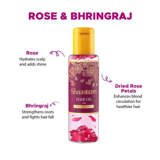 Rose Bhringraj herbal hair oil to prevent grey hair and hair fall (100ml), with Pure Neem Comb (Combo)