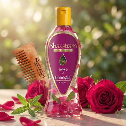Prevent Grey Hair – Rose & Bhringraj Herbal Hair Oil with Free Neem Comb