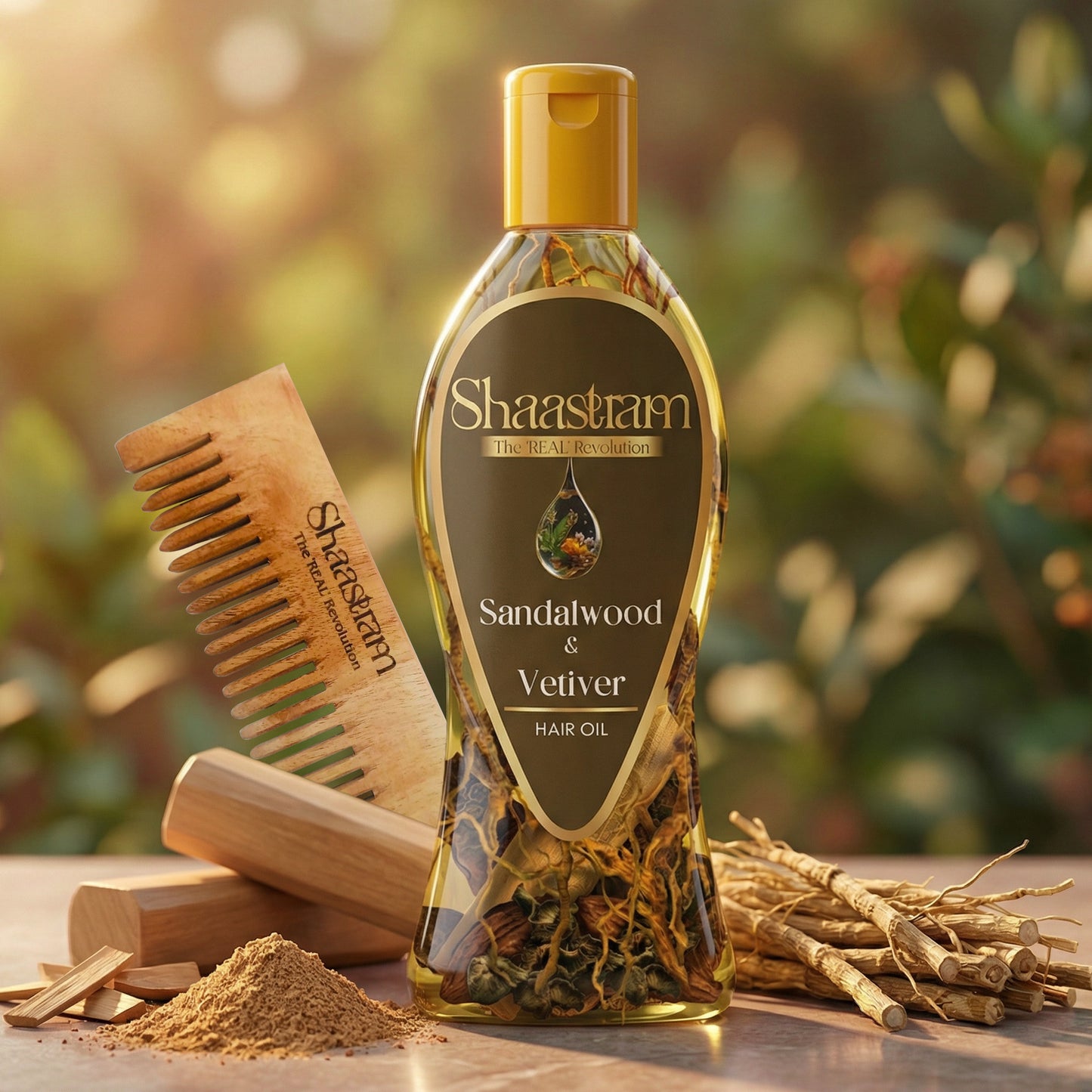 Soothe Dry Itchy Scalp – Sandalwood & Vetiver Herbal Hair Oil with Free Neem Comb